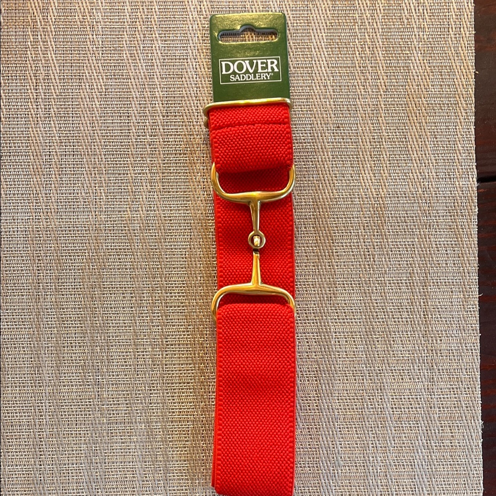 Dover Saddlery Red Belt with Gold Buckle